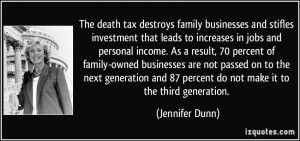 The death tax destroys family businesses and stifles investment that ...
