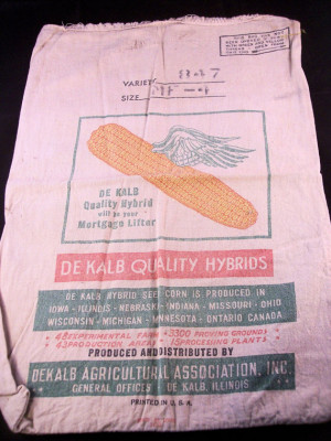Antique Dekalb Quality Hybrid Seed Corn Advertising Cloth Sack