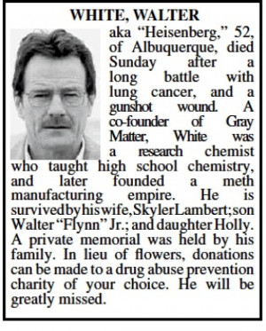 Walter White's Obituary: Albuquerque Honors 'Breaking Bad' Antihero In ...