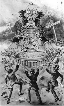 An anti-Mormon political cartoon from the late 19th century.