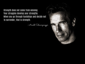 Motivational Quote on Strength by Arnold Schwarzenegger..