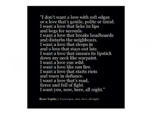 Beau Taplin | I want you, now, here, all night.