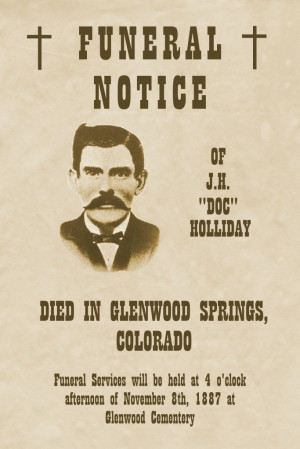 Details about Doc Holliday Funeral Notice Old Wild West Poster Reprod