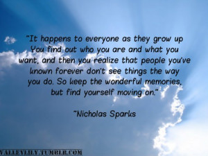 Moving on quotes, sayings, nicholas sparks