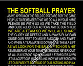 The Softball Prayer personalized 11 X 14