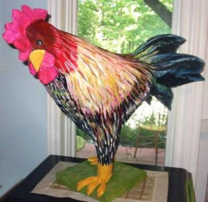 Rooster - aka the Funky Chicken - Papier-mache Sculpture