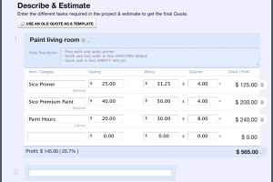 Estimate creation by Task and Lines to generate a Quote