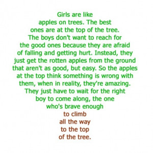 Girls are like apples on trees…