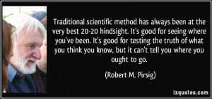 Traditional scientific method has always been at the very best 20-20 ...