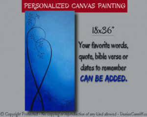 ... wall quote tree artwork Cobalt blue canvas wall art Blue home decor
