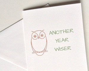 Another Year Wiser Owl Birthday Car d, Flattering Greeting Card for ...