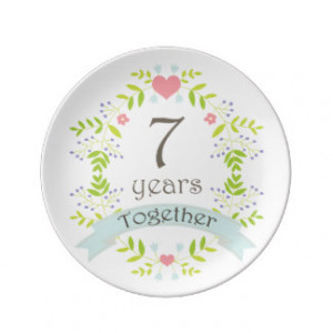 7th Wedding Anniversary Keepsake Gift Porcelain Plates