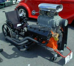 super charged V8 wheelchair. I thought the rear view mirrors were a ...