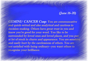 Return from Gemini Cancer Cusp to Astrology Cusp Signs Page