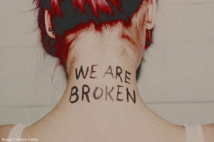broken, girl, red