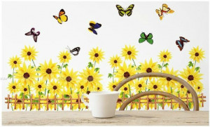 vintage-sunflower-painting-wall-art-decal-quotes-princess-bathroom ...
