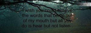 wish you could believe the words that come outof my mouth but all you ...