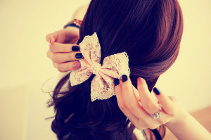 bow, cute, girl, hair, nails, ring