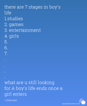 there are 7 stages in boy's life 1.studies 2. games 3. entertainment 4 ...