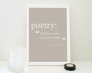 Art Print Poetry Quote Samuel Taylor Coleridge Defining Poetry Famous ...