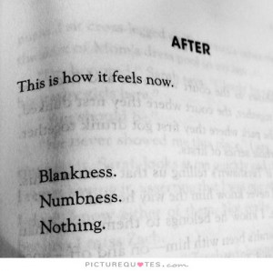 ... is how it feels now. Blankness. Numbness. Nothing Picture Quote #1
