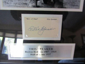 Tris Speaker Autographed amp Framed Hall of Fame Card