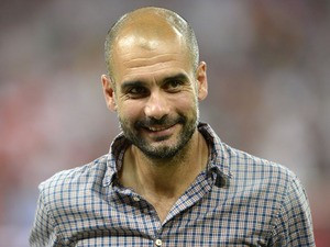 Bayern Munich's Spanish headcoach Pep Guardiola looks ahead during the ...