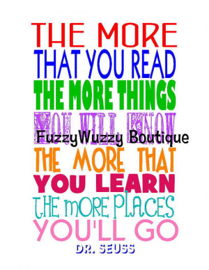 Dr. Seuss Reading Quote Printable Children's Art