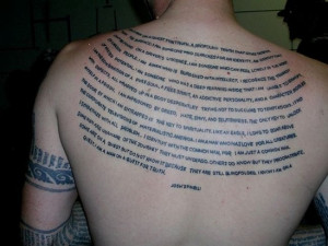Awesome Back Quotes Tattoo For