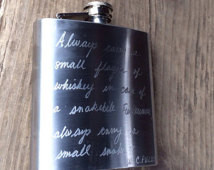 Engraved Flask with WC Fields Quote - Always carry a flagon of whiskey ...