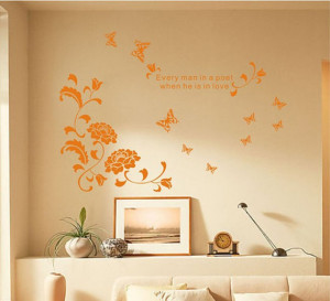 Love Quotes with Flowers Wall Stickers