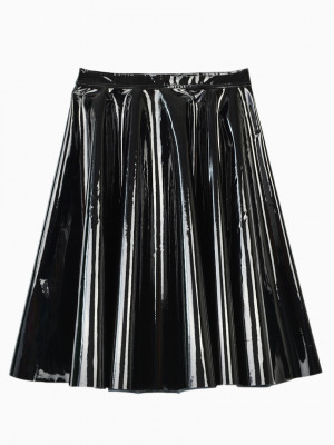 Black Leather Skater Skirt