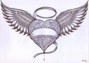 to draw a heart tattoo how to draw a heart with wings cool heart with ...