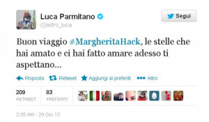 Hack, il tweet dallo spazio di Parmitano: 