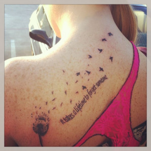 My 2nd tattoo! Dandelion with birds flying away representing that it ...