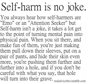 depressed sad not self harm joke blade self-harmers skiin