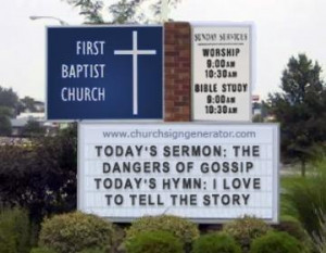 Gossip and love in a funny church sign