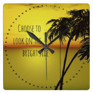 Beach Sunset Palm Tree with Quote Square Wall Clock