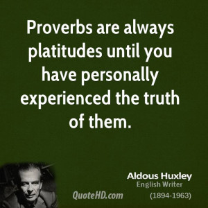 Proverbs are always platitudes until you have personally experienced ...