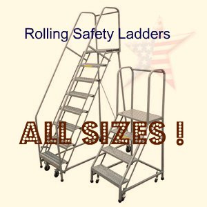 Rolling 6 Step Ladder, Warehouse Rolling Platforms, $350