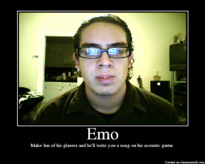 Funny guy emo make fun of his glasses