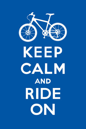 Keep Calm And Ride On - Mountain Bike - Blue Digital Art