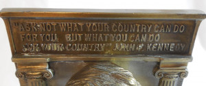 ... Kennedy Brass Bookends Bust JFK President with Famous Quote 