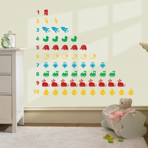Learning to Count Educational Wall Stickers on a bedroom wall