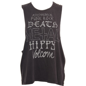 Volcom Womens Shirt Metal Hippy Tank Worn Black
