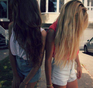 beautiful, blonde, brunette, friends, girl, girly, hair, teens, tumblr