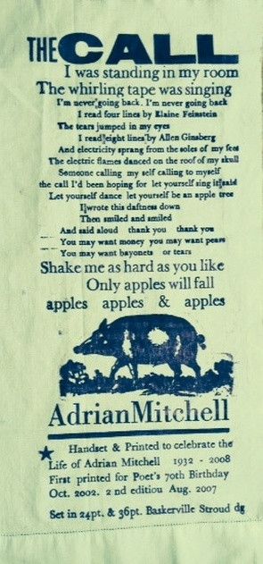 And here 39 s another of his verses printed on cloth by Dennis Gould
