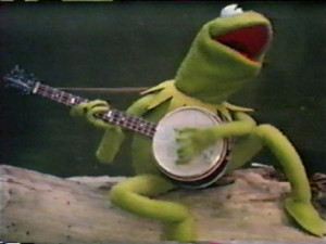 Sitting in the swamp playing banjo.