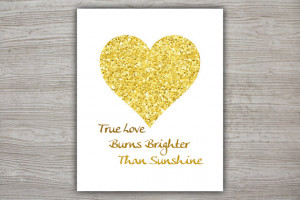 Quote Print, Calligraphy Quote, Glitter Decor, Heart Wall Art, Gold ...