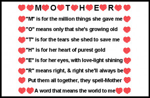 Maya Angelou Mother Poem M-o-t-h-e-r by howard johnson
